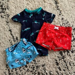 4 baby boy swim suits/trunks